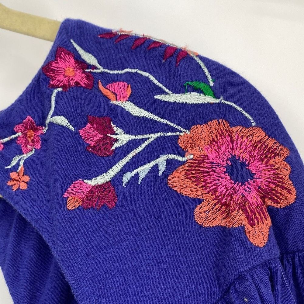 Free People Embroidered Balloon Sleeve Lita Boho Blouse Pullover Small - Picture 10 of 16
